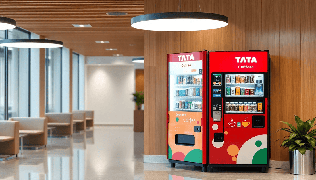 TATA tea and coffee vending machine in office lobby