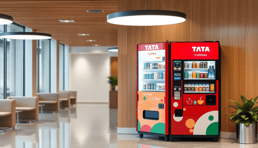 TATA tea and coffee vending machine in office lobby