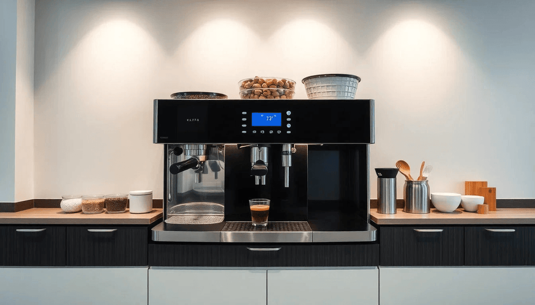 Modern coffee machine in a corporate office breakroom