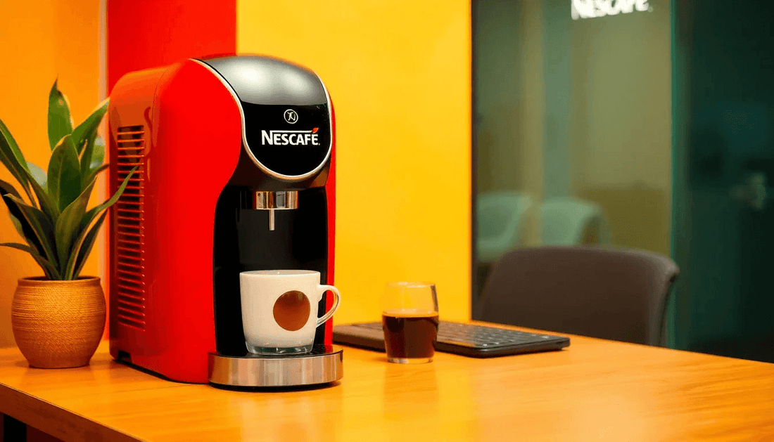 A Nescafe coffee machine in an office setting in Madhya Pradesh