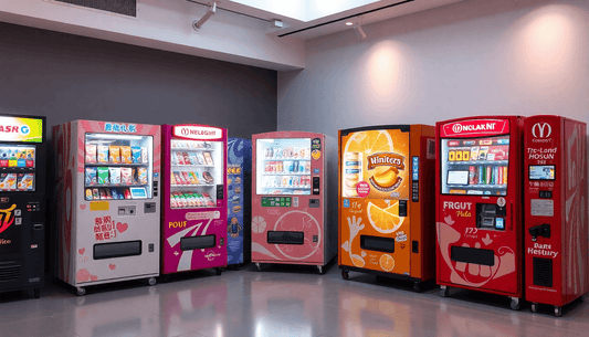 A variety of instant vending machines in a modern setting