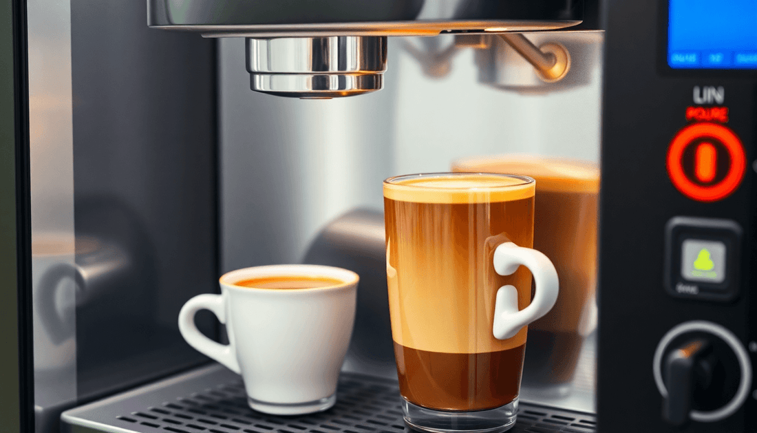 A coffee vending machine dispensing rich 3-in-1 coffee