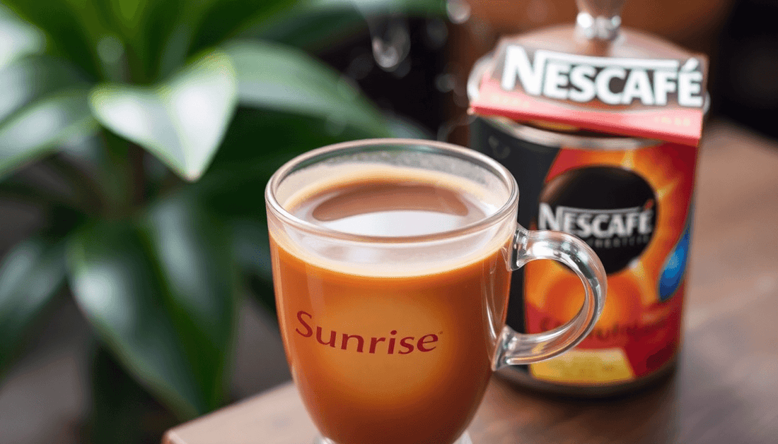 A steaming cup of NESCAFÉ Sunrise Premix coffee