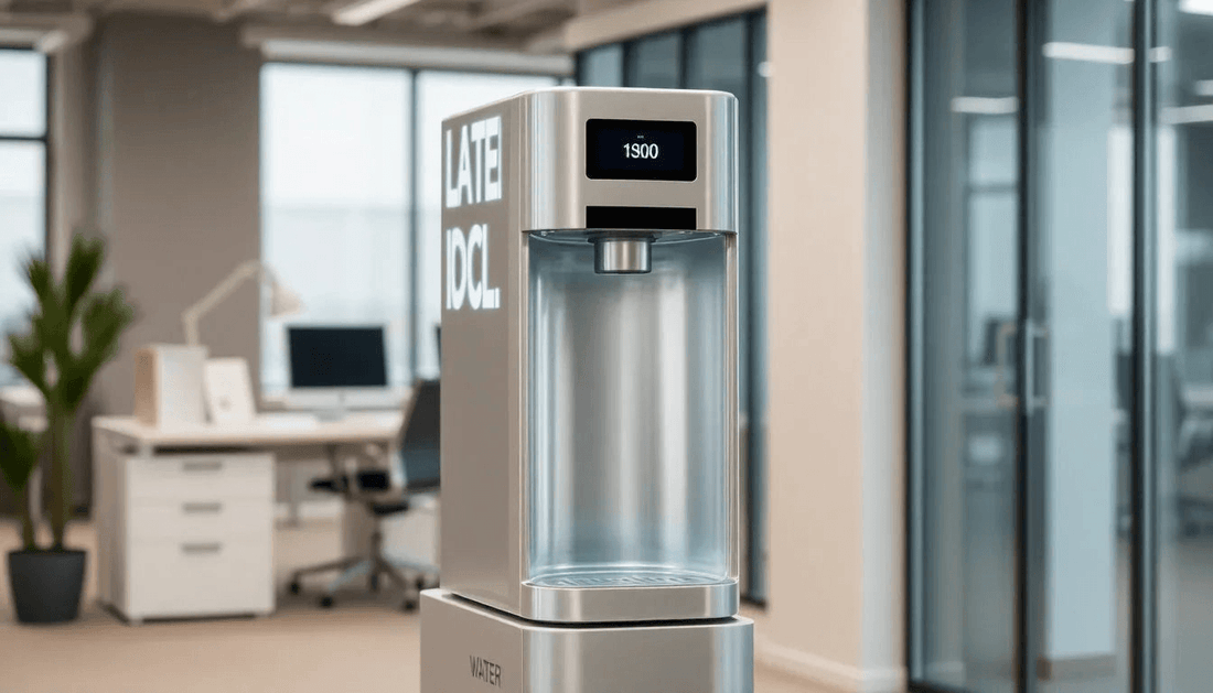 A modern water dispenser in an office environment