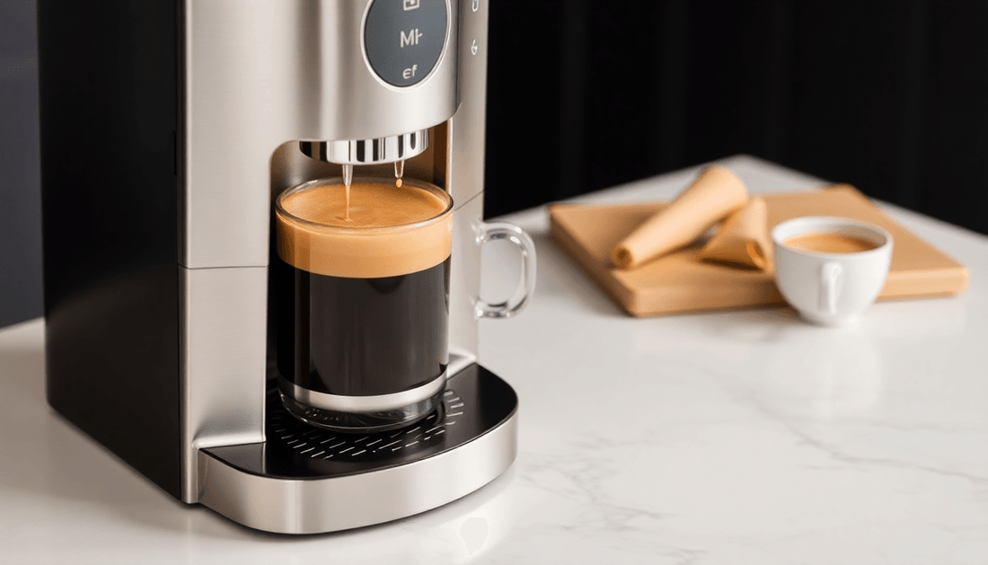 A sleek Wonderchef Swift Brew coffee machine brewing coffee
