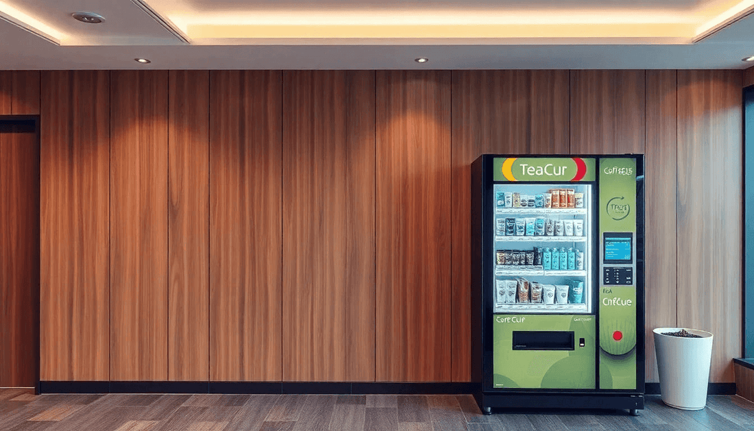 A modern tea coffee vending machine in office lobby
