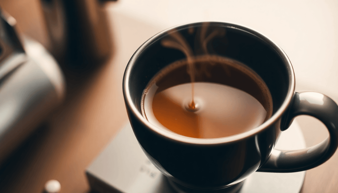A steaming cup of smooth aromatic gold coffee