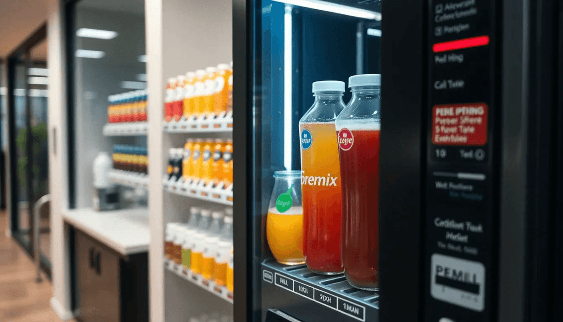 Vending machine dispensing premix beverages in office