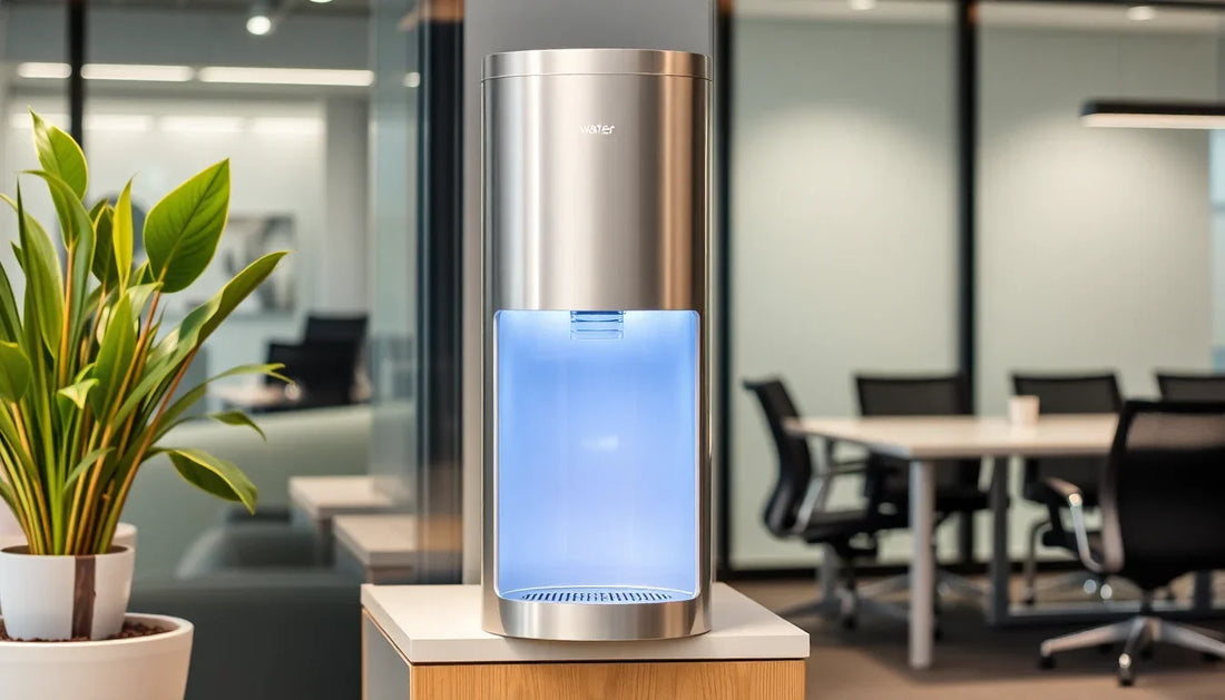 A sleek water dispenser in a modern office setting
