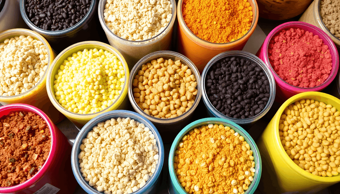 Various specialty flavoured premixes in colorful containers