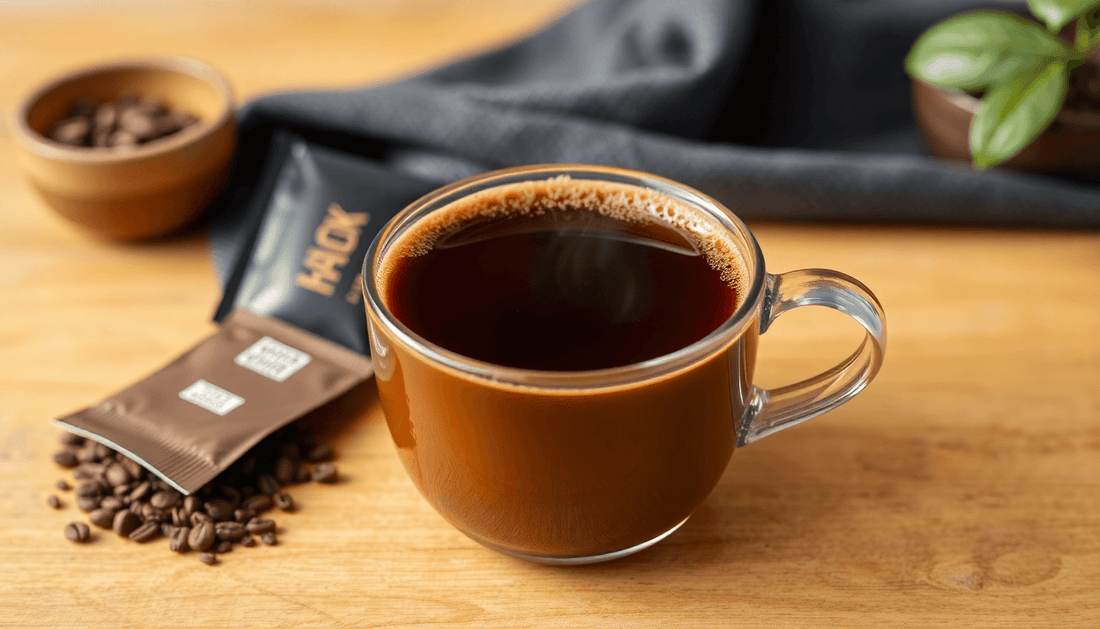 A cup of strong kadak coffee with coffee powder sachets
