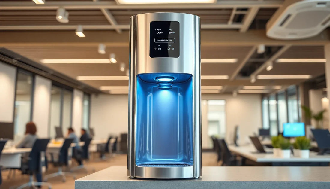 Modern drinking water dispenser in an office setting