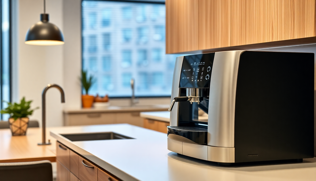Sleek Atlantis coffee machine in modern office kitchen
