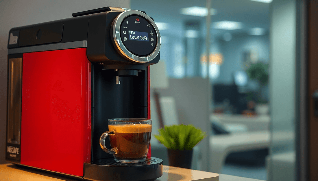 Nescafe coffee machine brewing fresh coffee in Noida office