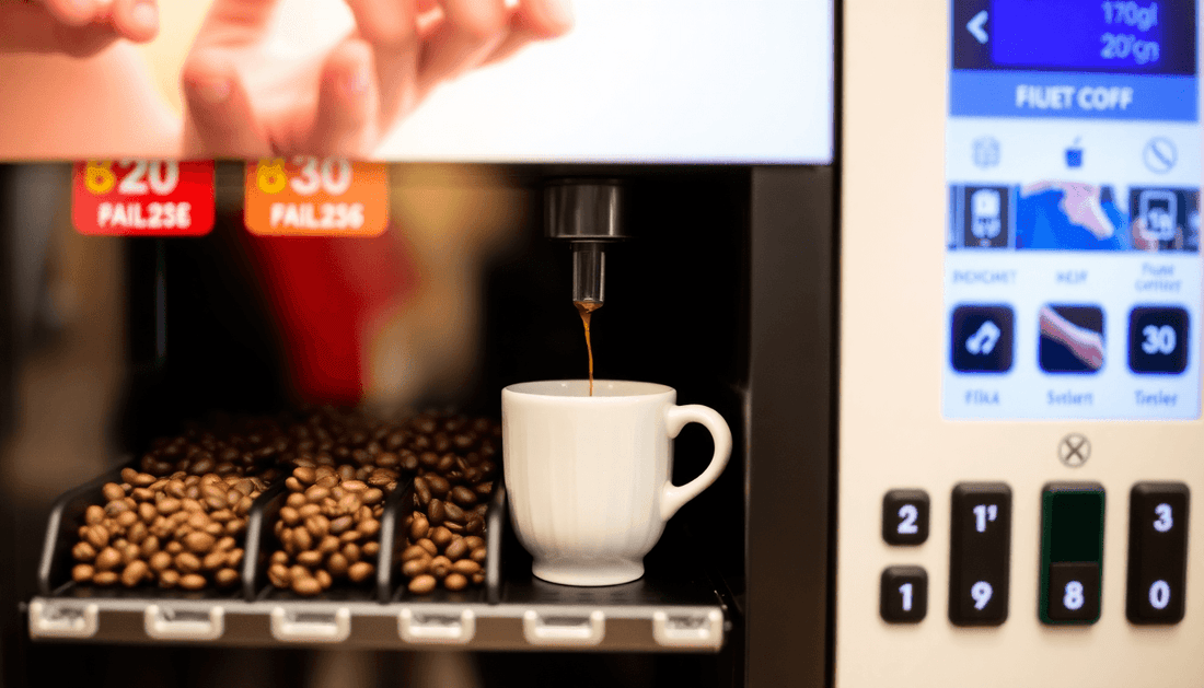 Automatic vending machine dispensing fresh coffee beans