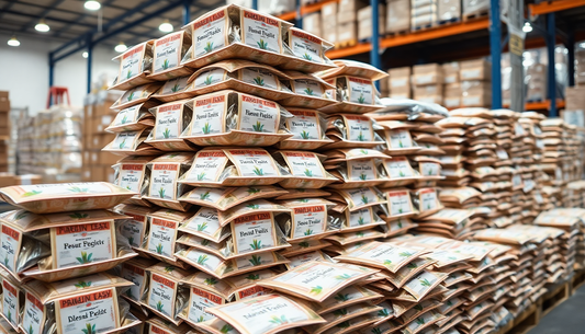 Stacked packets of herbal tea in a warehouse near a vending machine in Mohan Nagar Ghaziabad