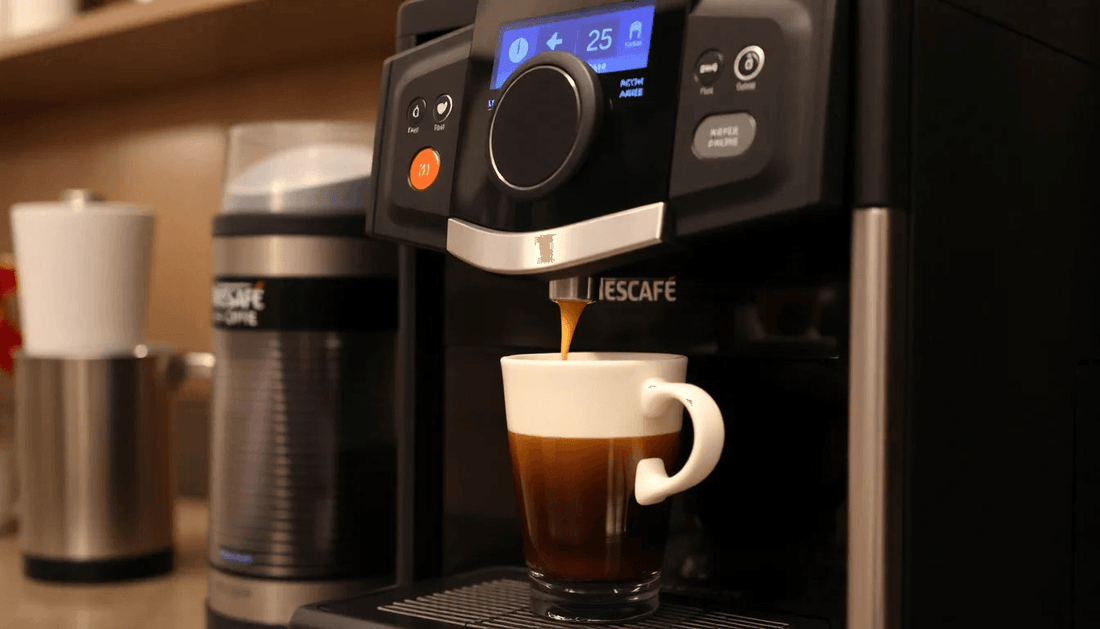 Nescafe coffee machine dispensing coffee in Telangana cafe