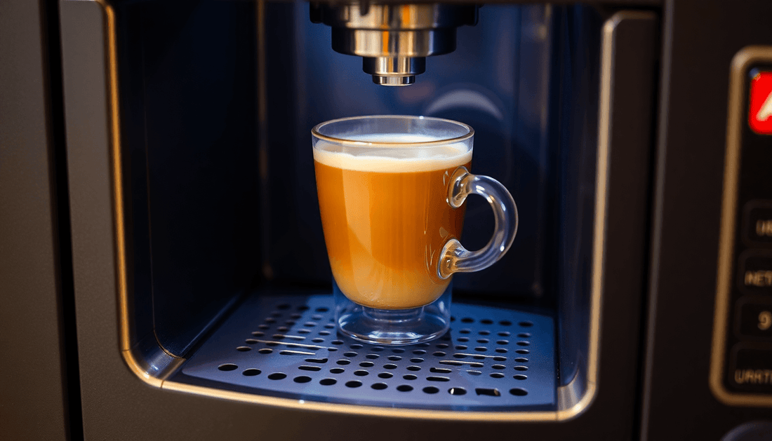 A coffee vending machine dispensing a fresh cup of coffee