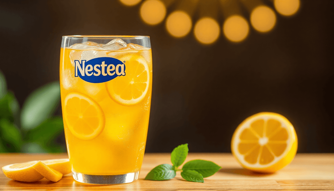 Refreshing glass of Nestea lemon flavour iced tea