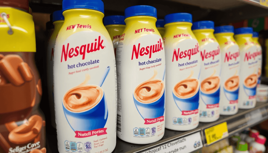A Nesquik hot chocolate display in a Noida store