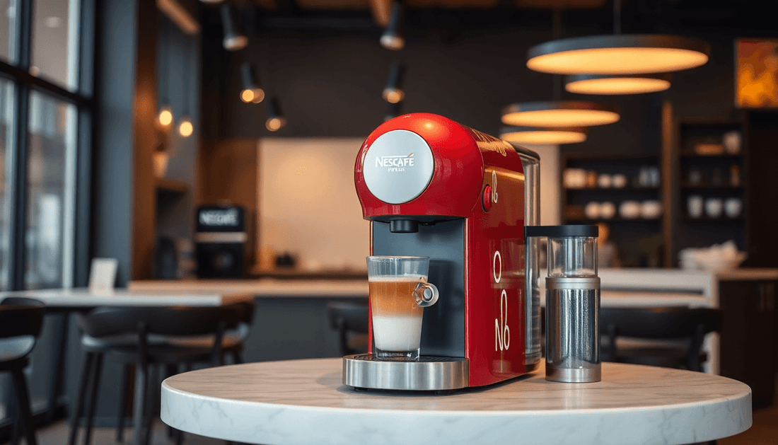 Nescafe coffee machine displayed in a modern cafe