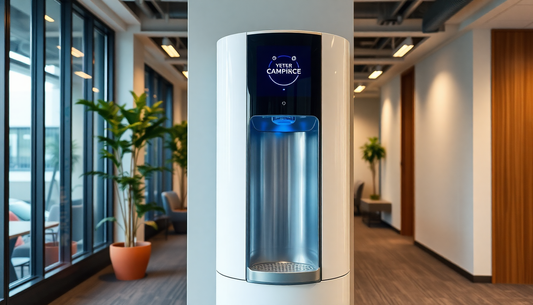 Modern water dispenser in office space offered by ATLANTIS Vending Machine Dealer