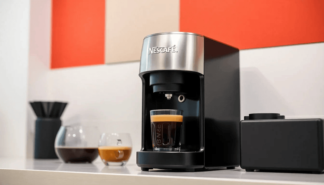 A Nescafe coffee machine brewing coffee in Karnataka office