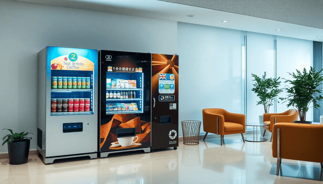 Modern tea and coffee vending machine in office lobby