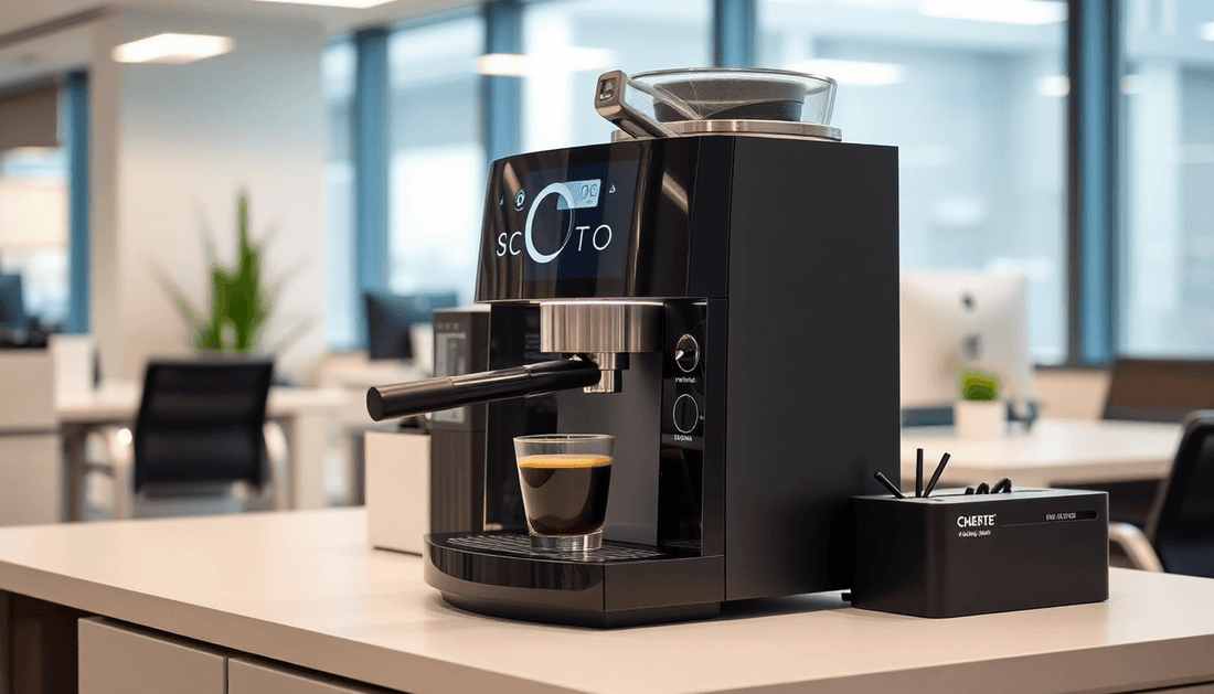 Modern coffee machine in an office setting