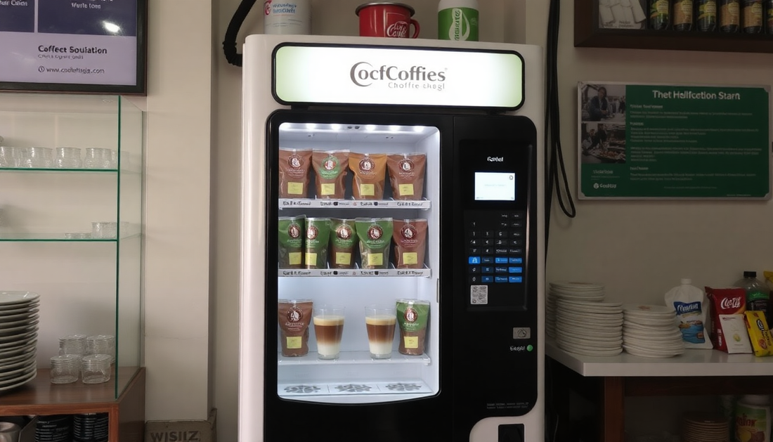 Modern coffee vending machine in a Chhattisgarh shop