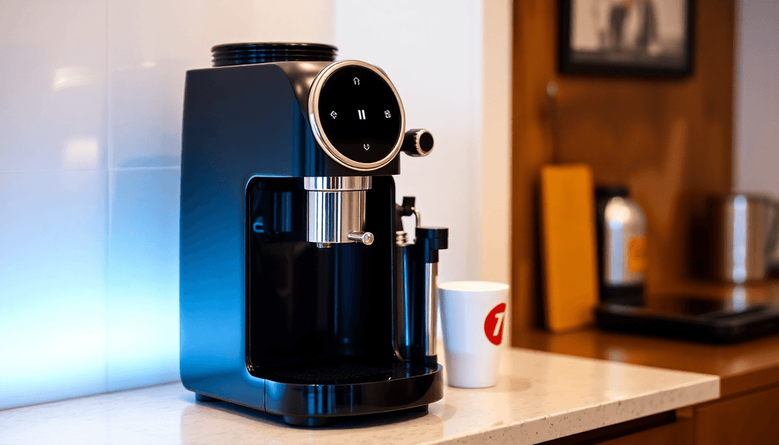 A sleek TATA My Bistro coffee machine on a counter