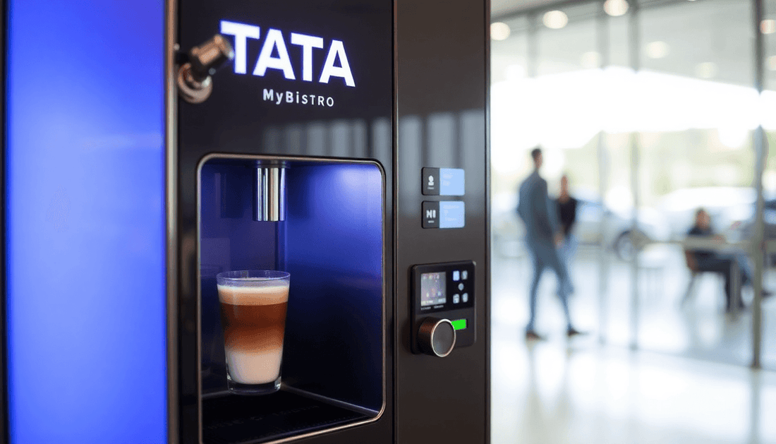 Tata MyBistro coffee vending machine dispensing coffee