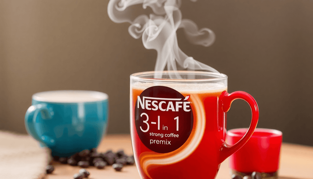 A steaming cup of NESCAFÉ 3 in 1 Strong Coffee Premix