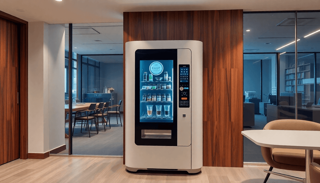 Modern coffee vending machine in a sleek office setting