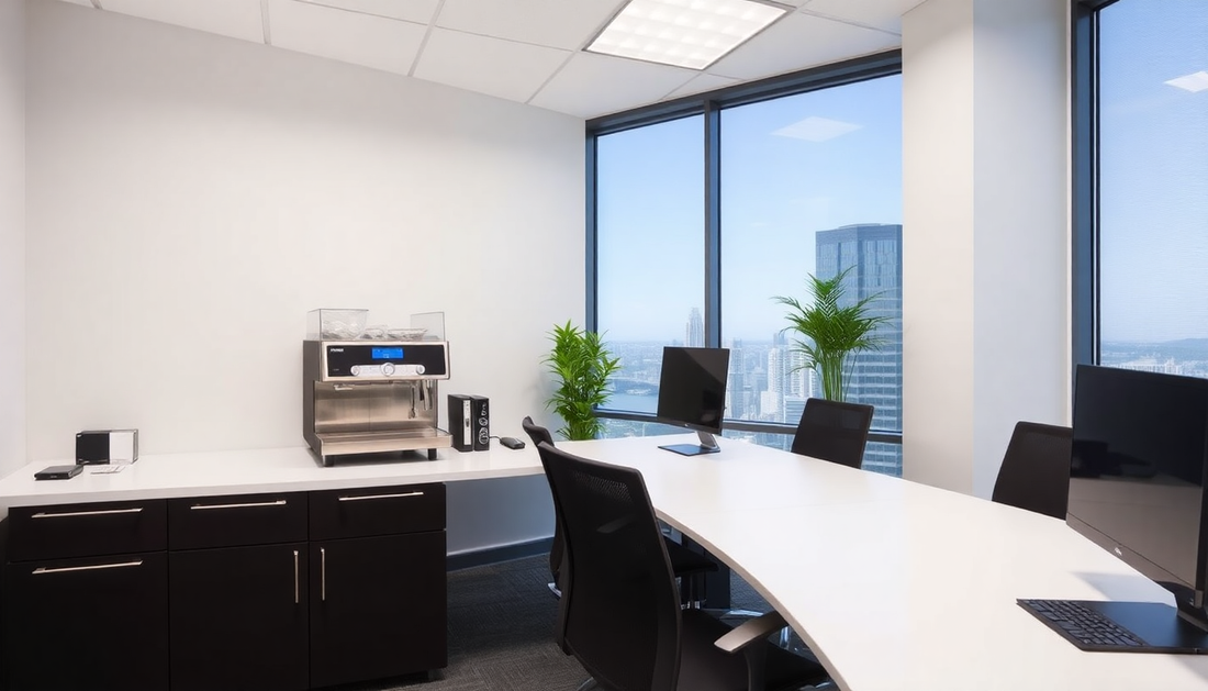 Modern office with Atlantis Classic 4 Lane coffee machine
