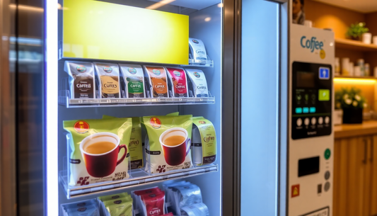Coffee premix packets with vending machines in Delhi NCR cafe