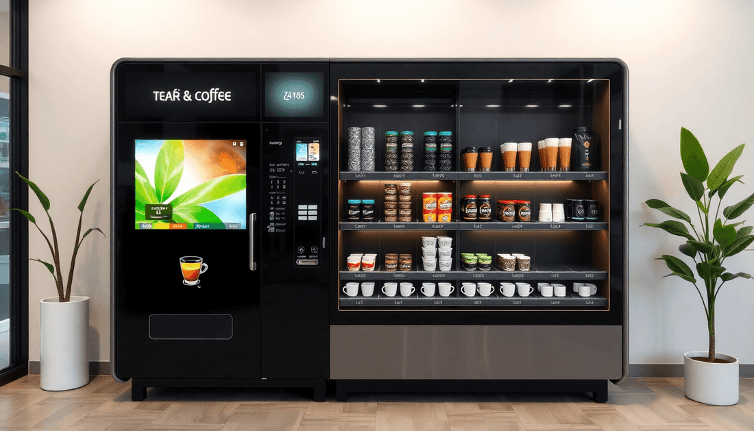 A modern office tea and coffee vending machine
