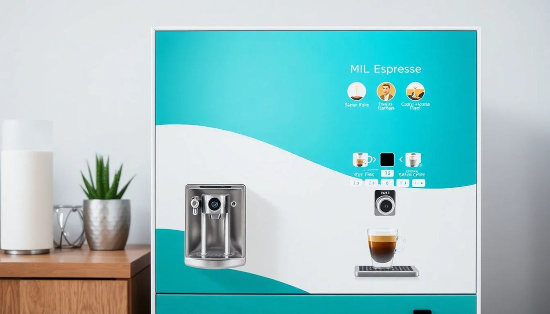 Mijorma smart coffee vending machine review showing a modern coffee maker dispensing espresso in a clean office setting
