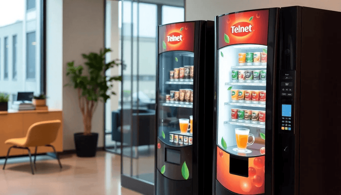 Modern tea coffee vending machine in an office setting