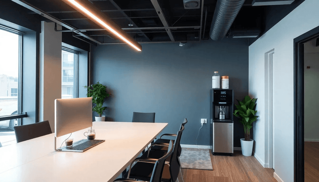 Modern office with coffee machine rental setup