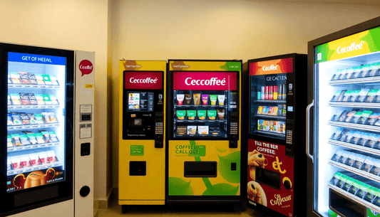 Coffee vending machines with multiple lanes in use