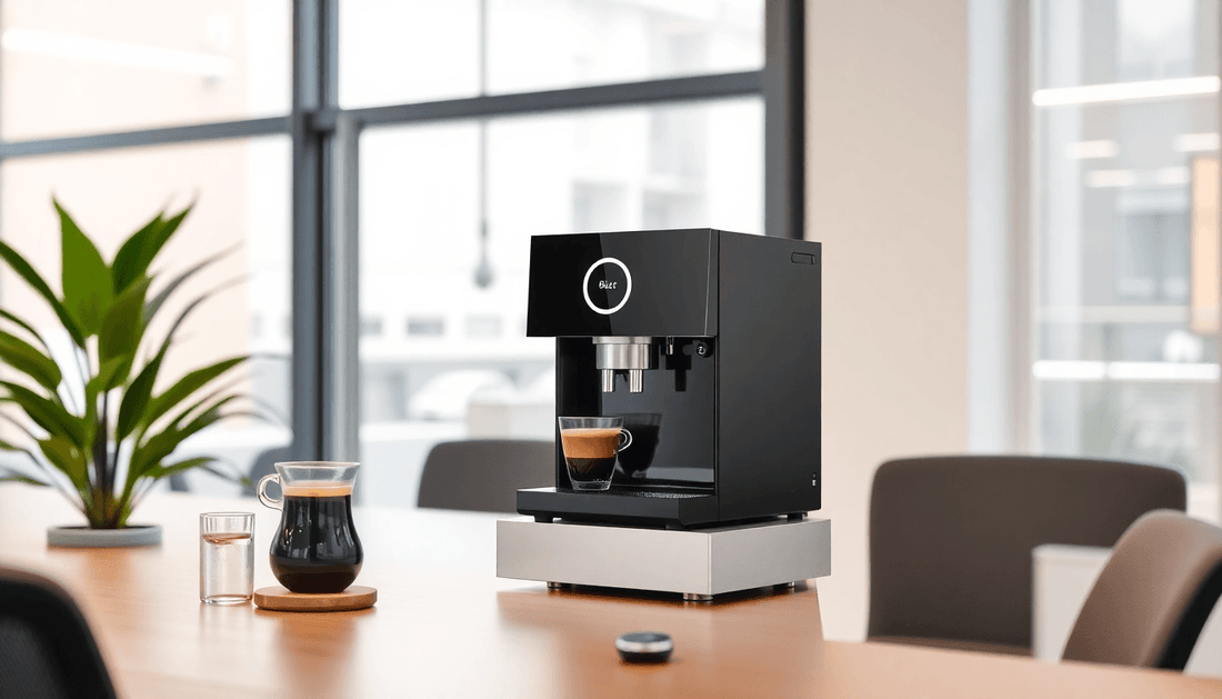 A sleek fully automatic coffee machine in modern office