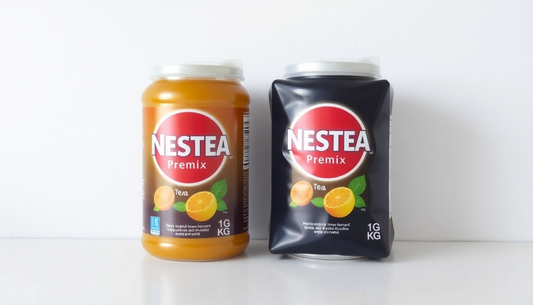 Two Nestea premix containers showcasing the best cardamom tea premix for offices in 1 kg packaging