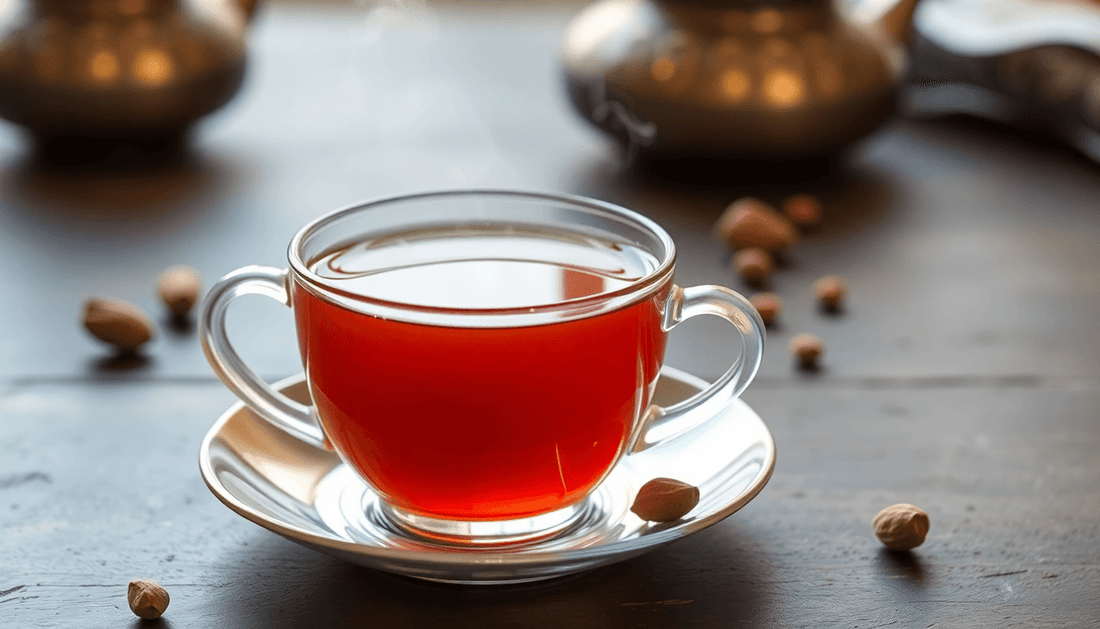 A cup of steaming cardamom flavored instant tea