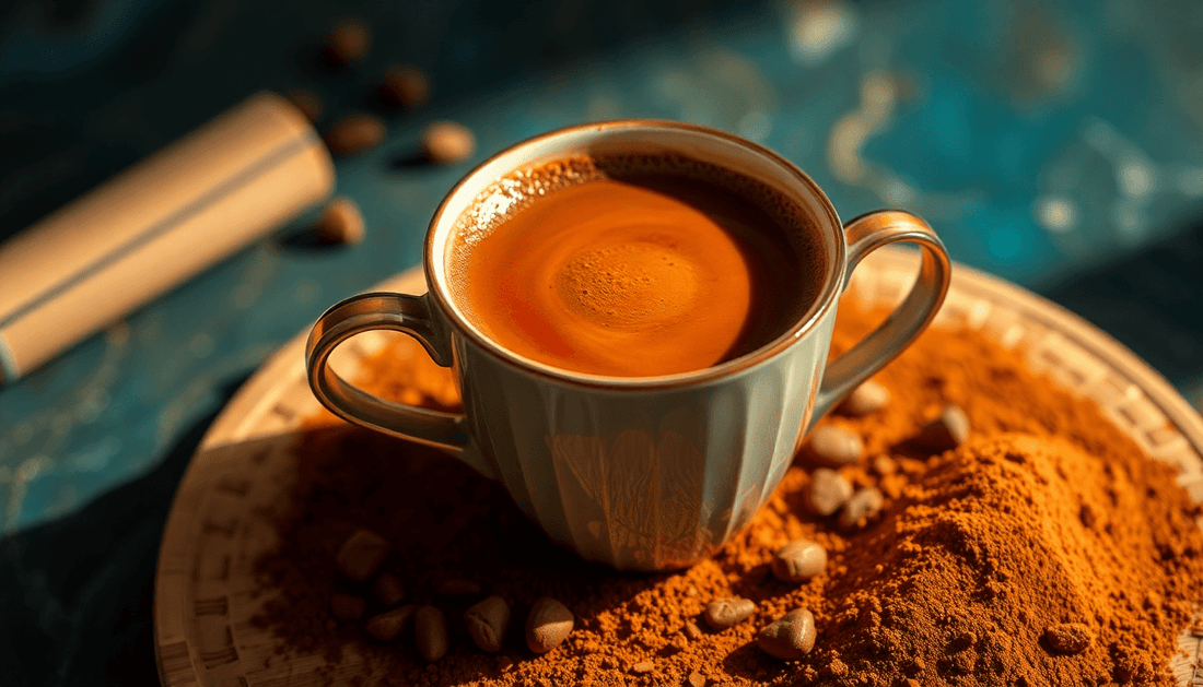 A cup of rich coffee with ATLANTIS Kadak powder