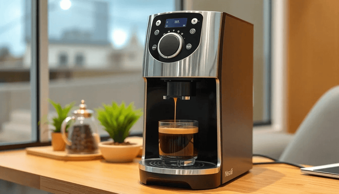 A Nescafe coffee machine brewing coffee in Odisha office