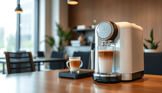Modern office with Tata Barista chai machine brewing tea