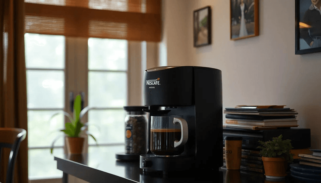 A Nescafe coffee machine in a cozy Meghalaya office