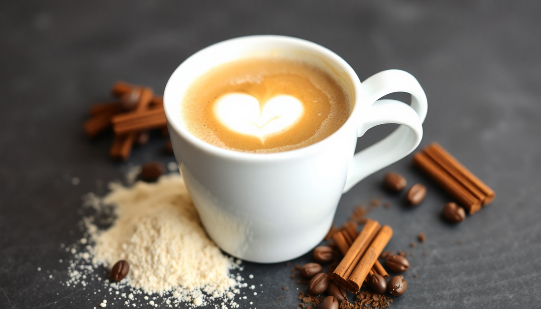 A cup of creamy latte with coffee premix powder