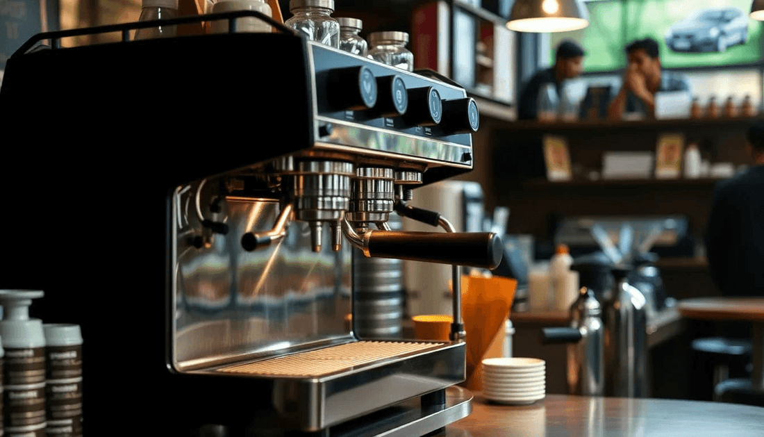 Coffee machine setup in a busy Old Delhi café